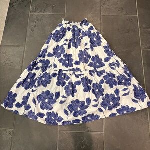 Draper James blue and white cotton midi skirt